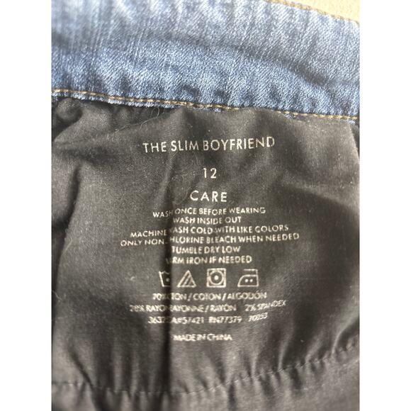 Ann Taylor The Slim Boyfriend Raw Edge Hem Frayed Ankle Mid Rise Size 12 - Picture 5 of 8